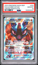 2023 POKEMON SWSH BLACK STAR PROMO #291 FA/LUCARIO VSTAR CROWN ZENITH ETB PSA 10