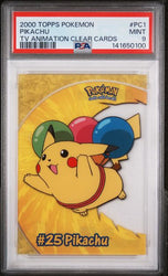 2000 TOPPS POKEMON TV ANIMATION CLEAR CARDS #PC1 PIKACHU TV ANIMATION CLEAR CARDS PSA 9