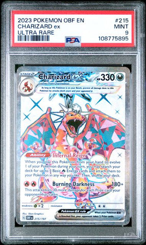 2023 POKEMON OBF EN-OBSIDIAN FLAMES #215 CHARIZARD ex ULTRA RARE PSA 9