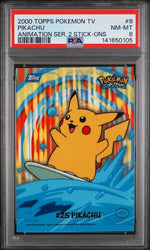 2000 TOPPS POKEMON TV ANIMATION SERIES 2 STICK-ONS #8 PIKACHU ANIMATION SER. 2 STICK-ONS PSA 8
