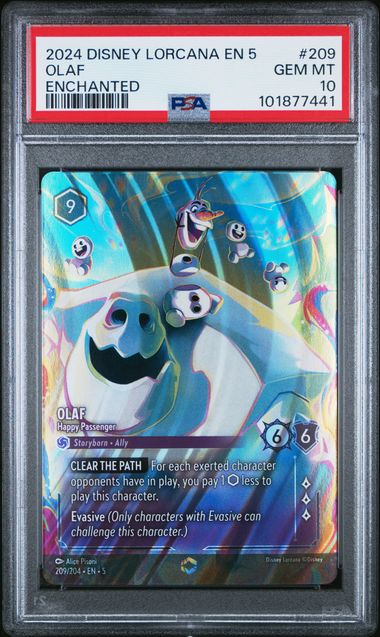 2024 DISNEY LORCANA EN 5-SHIMMERING SKIES #209 OLAF ENCHANTED PSA 10
