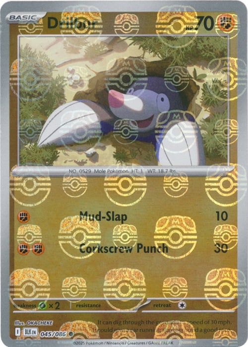 Drilbur 045/086 (Master Ball Pattern) SV: Black Bolt