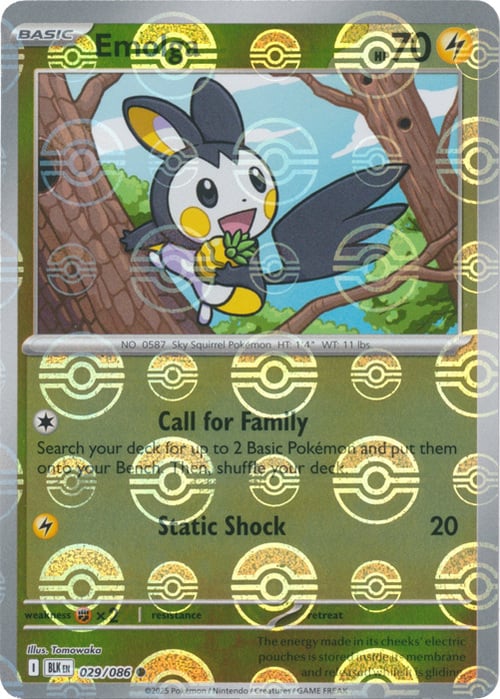 Emolga 029/086  (Poke Ball Pattern) SV: Black Bolt