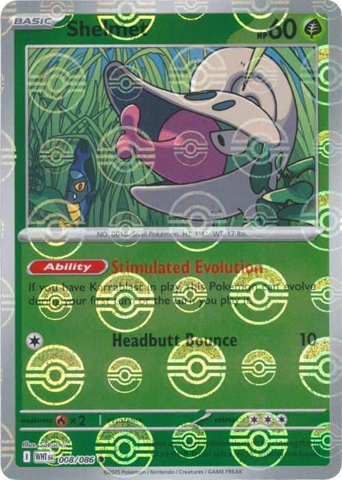 shelmet pokemon card Shelmet 008/086 (Poke Ball Pattern) SV: White Flare