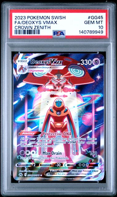 2023 POKEMON SWORD AND SHIELD CROWN ZENITH #GG45 FA/DEOXYS VMAX CROWN ZENITH PSA 10