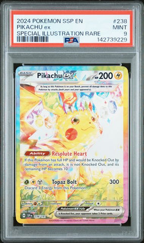 2024 POKEMON SSP EN-SURGING SPARKS #238 PIKACHU ex SPECIAL ILLUSTRATION RARE PSA 9