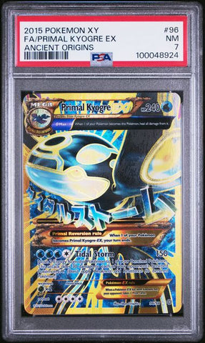 2015 POKEMON XY ANCIENT ORIGINS #96 FA/PRIMAL KYOGRE EX ANCIENT ORIGINS PSA 7
