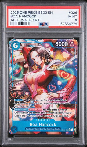 2026 ONE PIECE EB03-EXTRA BOOSTER -ONE PIECE HEROINES EDITION- #026 BOA HANCOCK ALTERNATE ART PSA 9