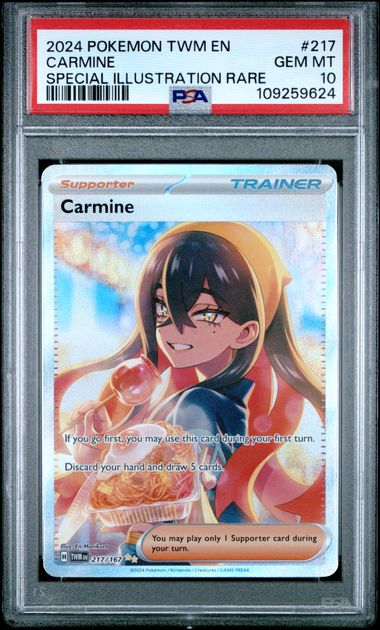 2024 POKEMON TWM EN-TWILIGHT MASQUERADE #217 CARMINE SPECIAL ILLUSTRATION RARE PSA 10