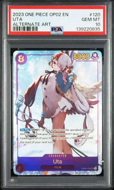 2023 ONE PIECE OP02-PARAMOUNT WAR #120 UTA ALTERNATE ART PSA 10