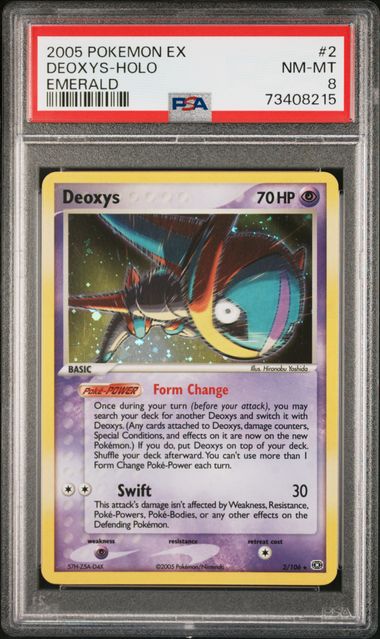 2005 POKEMON EX EMERALD #2 DEOXYS-HOLO EMERALD PSA 8